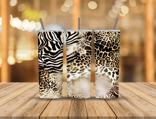 Black Gold White Animal Print 20 oz Tumbler Design Digital Download #87