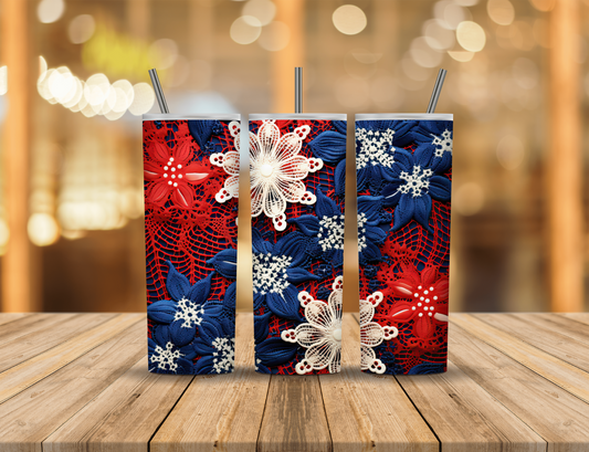 Red White Blue Lace 20 oz Tumbler Design Digital Download #599