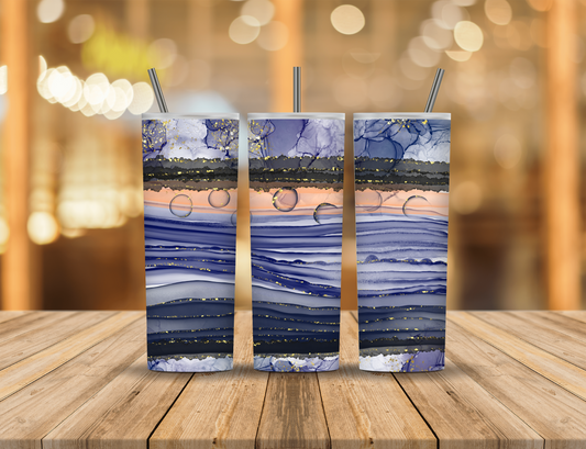 Peach Purple Blue Black Gold Glitter Sparkle Abstract 20 oz Tumbler Design Digital Download #743