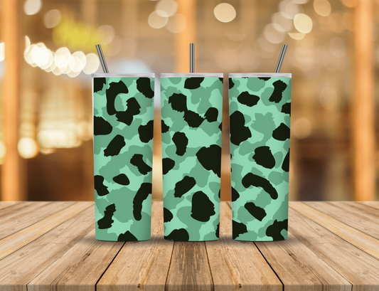 Green Seafoam Black Animal Print 20 oz Tumbler Design Digital Download #299