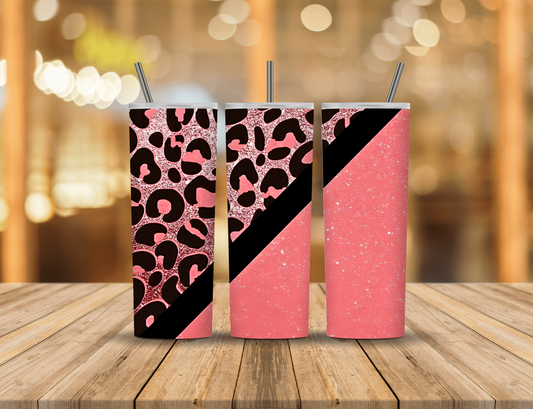 Peachy Pink Glitter Animal Print 20 oz Tumbler Design Digital Download #115