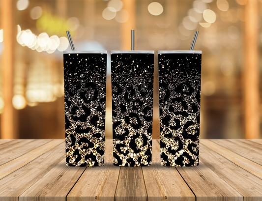 Black Gold Glitter Animal Print 20 oz Tumbler Design Digital Download #167