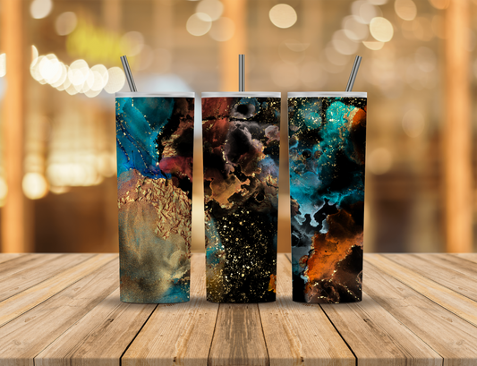 Blue Gold Orange Black Red Abstract Flakes 20 oz Tumbler Design Digital Download #487
