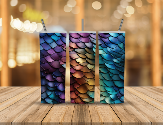 Rainbow Dragon Mermaid Scales 20 oz Tumbler Design Digital Download #379