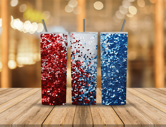Red White Blue Glitter Confetti 20 oz Tumbler Design Digital Download #510