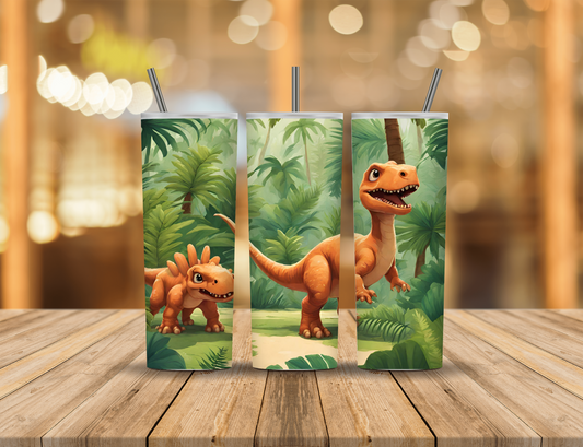 Tropical Jungle Forest Dinosaurs 20 oz Tumbler Design Digital Download #363
