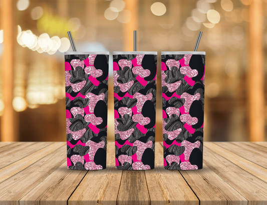Black Pink Grey Glitter Camo 20 oz Tumbler Design Digital Download #439