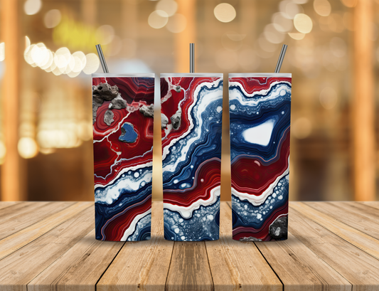 Red White Blue Geode 20 oz Tumbler Design Digital Download #517