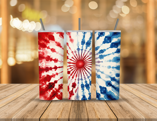 Red White Blue Tie Dye 20 oz Tumbler Design Digital Download #567