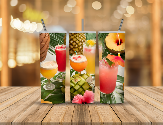 Tropical Pineapple Drinks Summer 20 oz Tumbler Design Digital Download #286