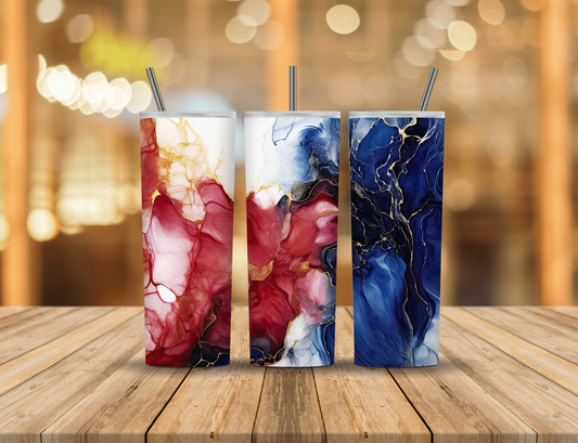 Red White Blue Gold Alcohol Ink 20 oz Tumbler Design Digital Download #556