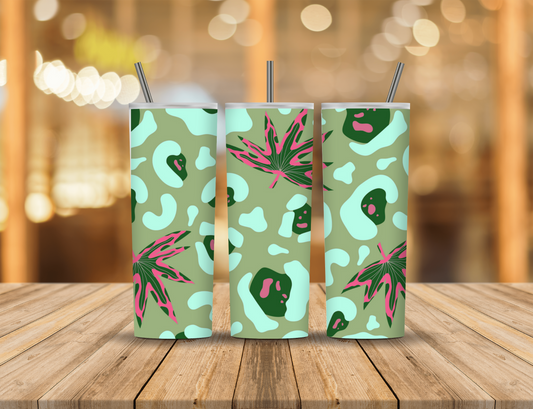 Green Blue Animal Print Leaves 20 oz Tumbler Design Digital Download #226