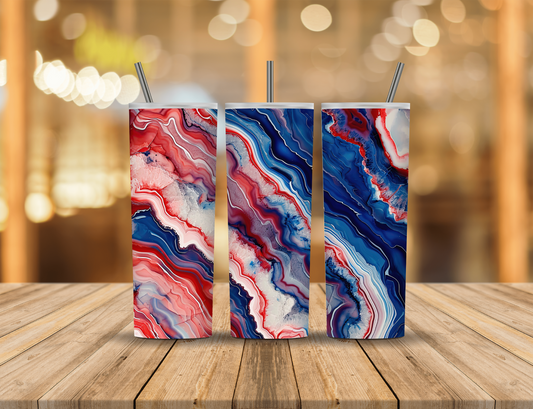 Red White Blue Geode 20 oz Tumbler Design Digital Download #496