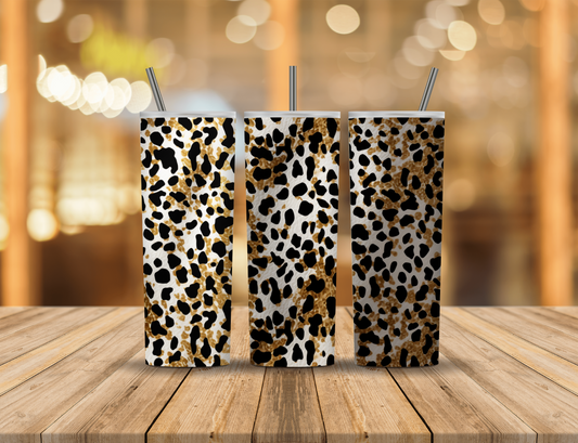 White Brown Black Animal Print 20 oz Tumbler Design Digital Download #159