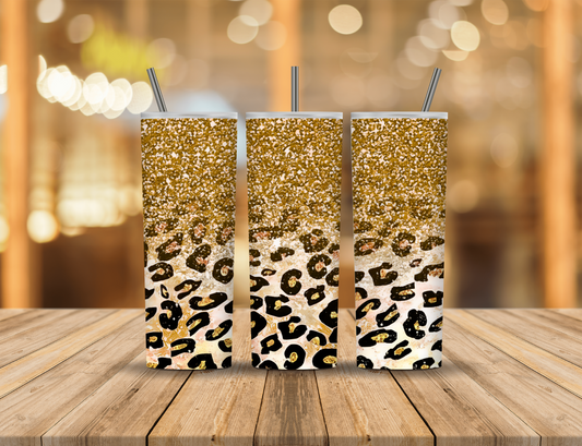Gold Glitter Animal Print 20 oz Tumbler Design Digital Download #74