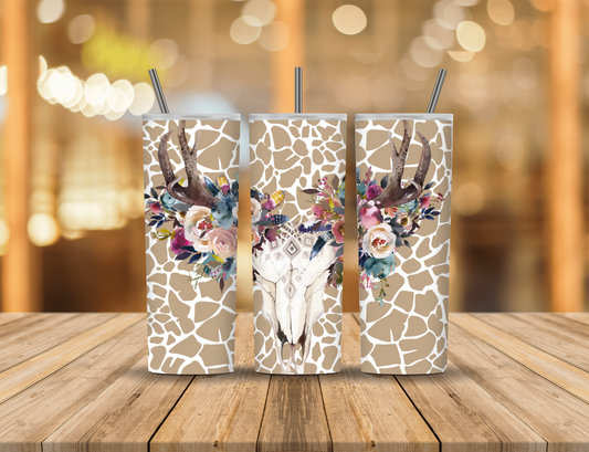 Animal Print Skull Flowers 20 oz Tumbler Design Digital Download #279