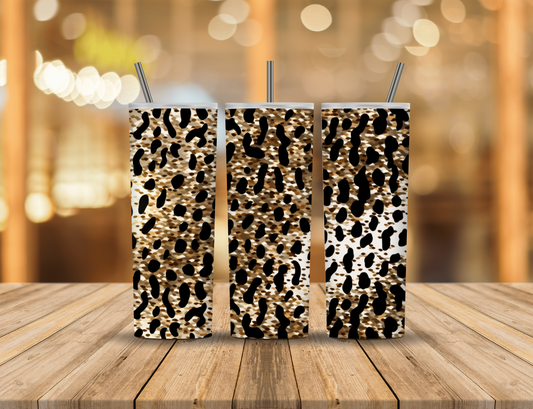 Black Tan White Glitter Animal Print 20 oz Tumbler Design Digital Download #153
