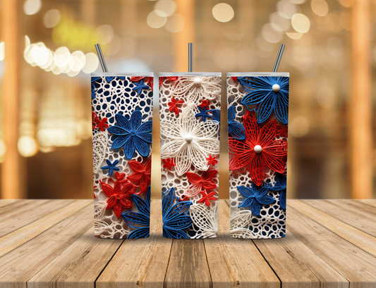Red White Blue Lace 20 oz Tumbler Design Digital Download #555