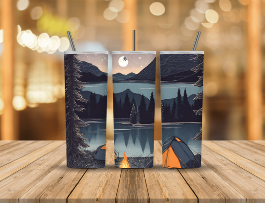 Camping Lake Moonlight 20 oz Tumbler Design Digital Download #27