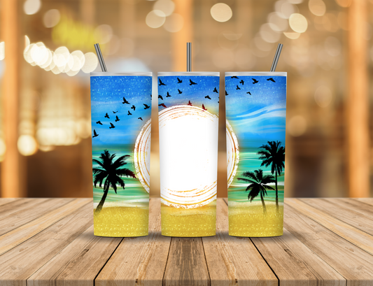 Summer Beach Tropical Palm Trees 20 oz Tumbler Design Digital Download #414