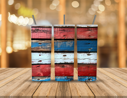 Red White Blue Wood Boards 20 oz Tumbler Design Digital Download #590