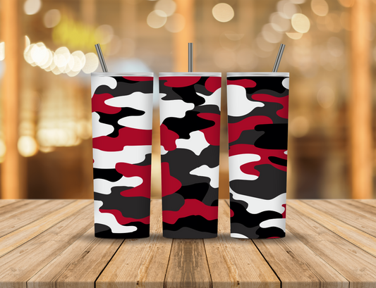Black Red White Camo 20 oz Tumbler Design Digital Download #228