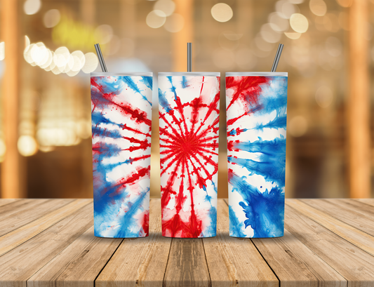 Red White Blue Tie Dye 20 oz Tumbler Design Digital Download #550