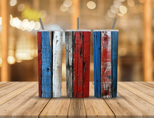 Red White Blue Wood Boards 20 oz Tumbler Design Digital Download #591