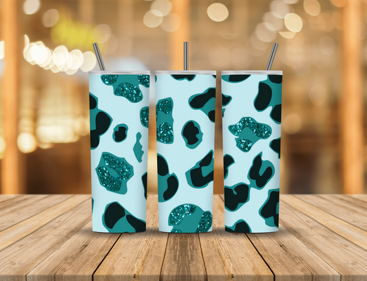 Blue Glitter Animal Print 20 oz Tumbler Design Digital Download #231