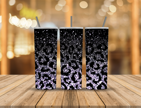 Black Silver Glitter Animal Print 20 oz Tumbler Design Digital Download #133