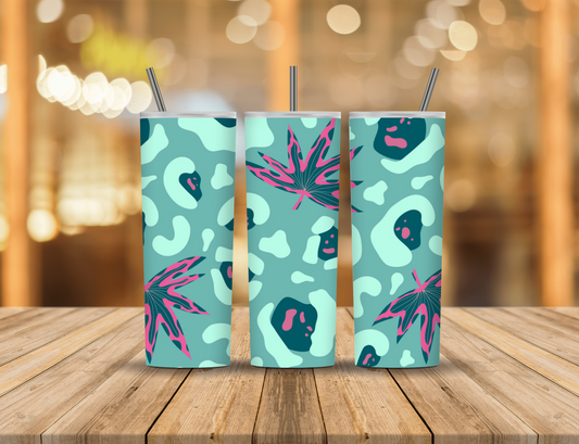 Blue Animal Print Leaves 20 oz Tumbler Design Digital Download #291