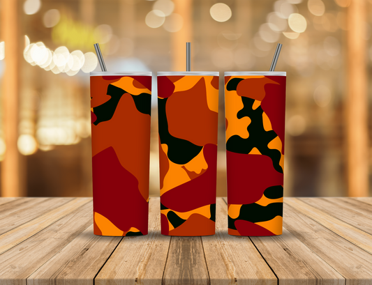 Camo Red Orange Black 20 oz Tumbler Design Digital Download #122