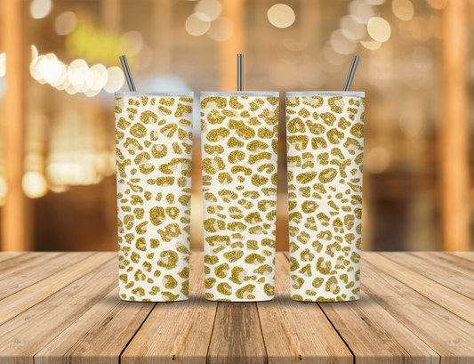 Gold Glitter Animal Print 20 oz Tumbler Design Digital Download #54