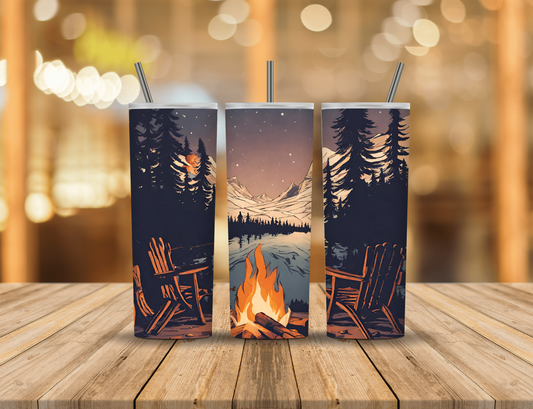 Summer Nighttime Campfire 20 oz Tumbler Design Digital Download #65