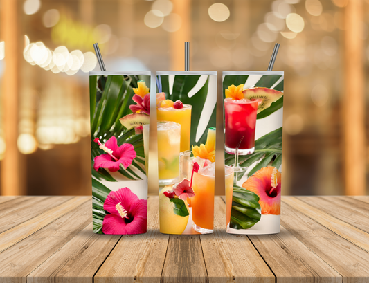 Summer Palm Trees Tropical Drinks 20 oz Tumbler Design Digital Download #270