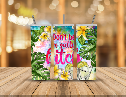 Tropical Palm Leaves Summer Beach Quote Cartoon Animated 20 oz Tumbler Design Digital Download #429