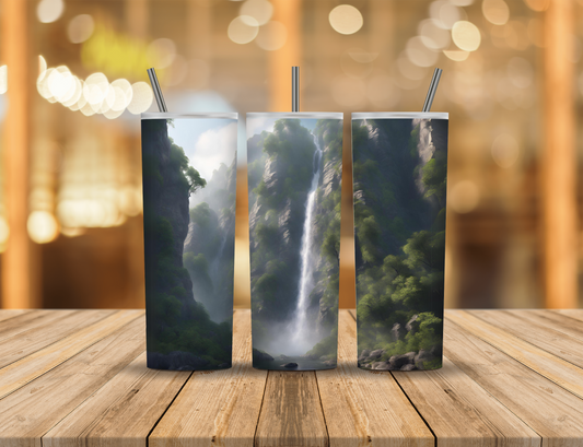 Waterfall Mountains Lake 20 oz Tumbler Design Digital Download #155