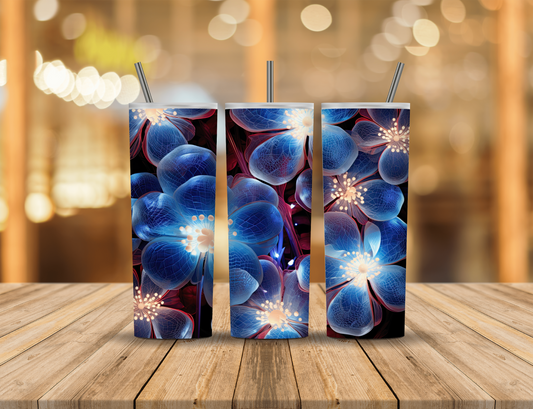 Red White Blue Flowers 20 oz Tumbler Design Digital Download #516