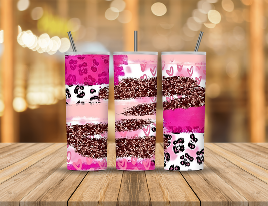 Pink Glitter Animal Print 20 oz Tumbler Design Digital Download #35