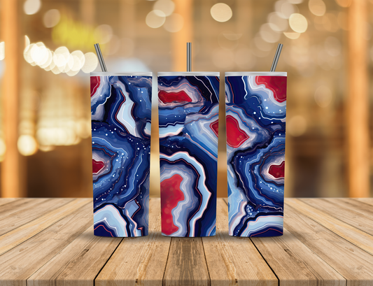 Red White Blue Geode 20 oz Tumbler Design Digital Download #506