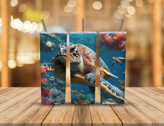 Ocean Blue Coral Turtles 20 oz Tumbler Design Digital Download #317