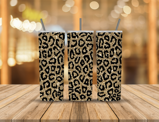 Black Gold Glitter Animal Print 20 oz Tumbler Design Digital Download #97