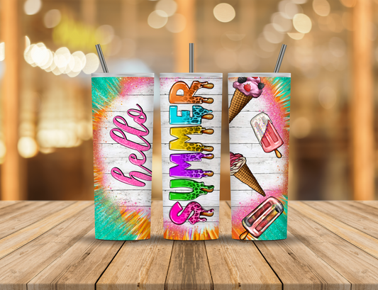 Animated Cartoon Quote Summer Ice Cream Glitter Animal Print 20 oz Tumbler Design Digital Download #762
