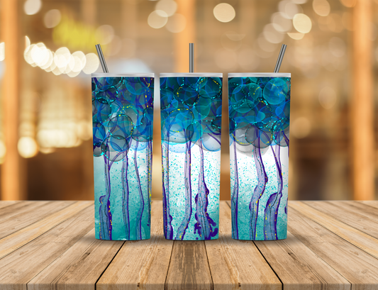 Blue Green Gold Abstract 20 oz Tumbler Design Digital Download #619