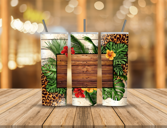 Palm Leaves Flowers Summer 20 oz Tumbler Design Digital Download #412