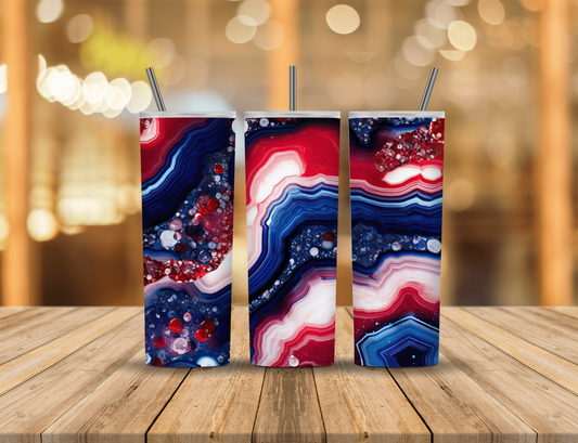 Red White Blue Geode 20 oz Tumbler Design Digital Download #507