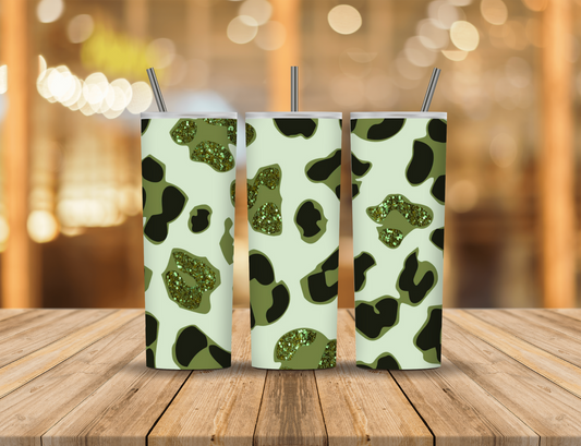 Green Black Glitter Animal Print 20 oz Tumbler Design Digital Download #300