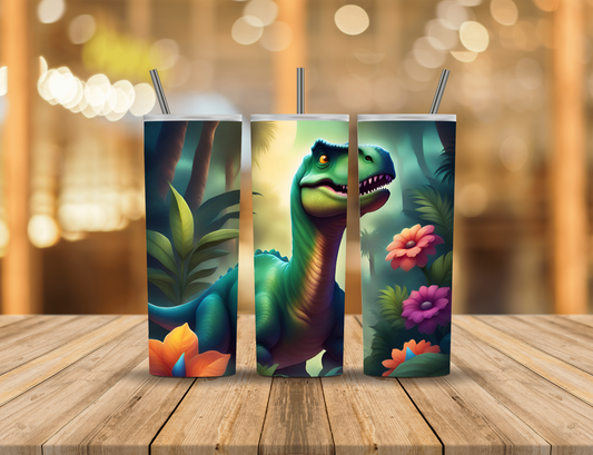 Dinosaurs Flowers 20 oz Tumbler Design Digital Download #205