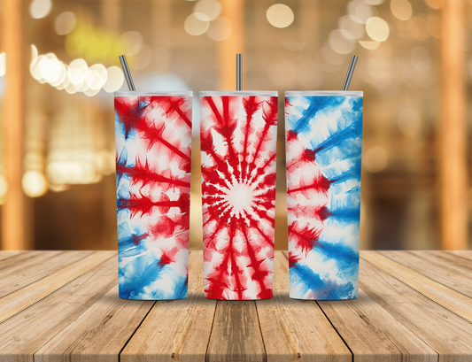 Red White Blue Tie Dye 20 oz Tumbler Design Digital Download #592