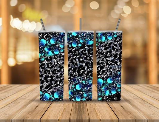 Blue Black Sparkle Animal Print 20 oz Tumbler Design Digital Download #79